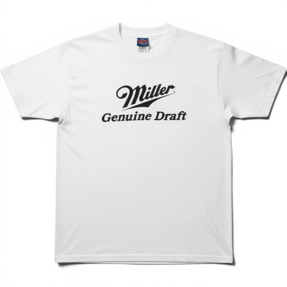 Miller Genuine Draft T-Shirt Men Large White Vintage Beer Graphic Cotton Blend